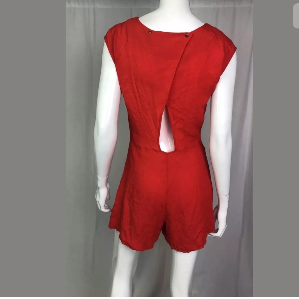 Zara Basic Collection Small Open Back Red Romper - image 5